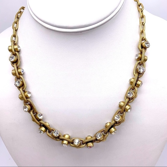 J. Crew Jeweled Textured Gold Links Necklace - Picture 1 of 3